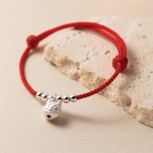Buddha Stones Year of the Dragon 925 Sterling Silver Handmade Dragon Carved Success Braided Red Bracelet