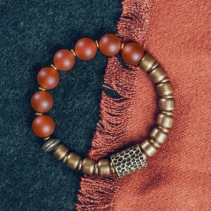 Buddha Stones Tibetan Red Agate Green Agate Copper Confidence Fortune Bracelet