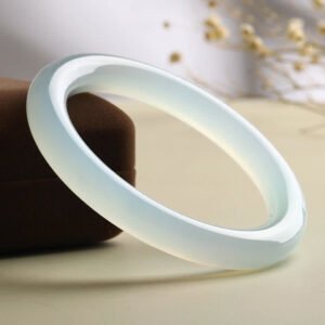 Buddha Stones Natural Aquamarine Blessing Serenity Bangle Bracelet