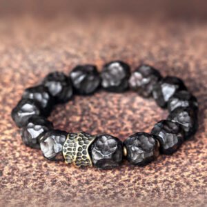 Buddha Stones Ebony Wood Copper Peace Balance Couple Bracelet