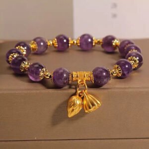 Amethyst & Fu Character Beaded Bracelet | Gentle Companion for Gentle Boundaries