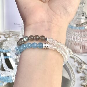 Crystal Aquamarine Blue Moonlight White Moonlight Multi-wrap Bracelet