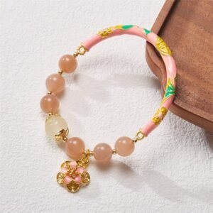 Sun Stone Golden Silk Jade Flower Charm Bracelet Bangle | Your Quiet Daily Anchor for Quiet Warmth | AetherFate