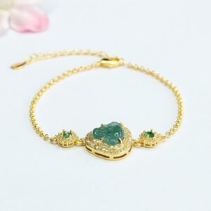 For When You Need Quiet Wisdom | Laughing Buddha Green Jade Zircon Chain Bracelet