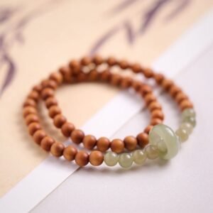 For When You Need Quiet Wisdom | Sandalwood Hetian Jade Double Wrap Bracelet
