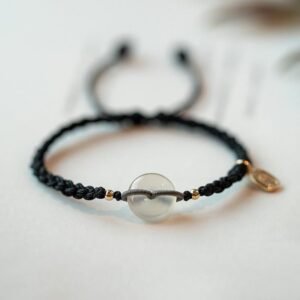 Quiet Presence, Worn Daily. Chalcedony Round Peace Buckle Positive String Bracelet by AetherFate