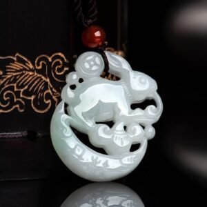 Against the Collarbone | Smooth White Jade Crescent Moon Necklace Pendant