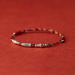 For When You Need Gentle Focus | Sterling Silver Koi Fish Braided Colorful String Bracelet Anklet