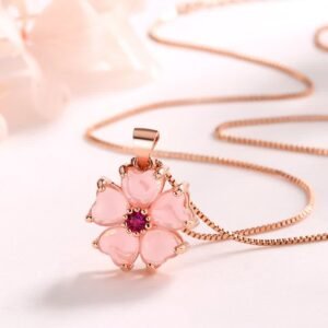 Quiet Presence, Worn Daily. Pink Crystal Love Heart Flower Soothing Necklace Pendant by AetherFate