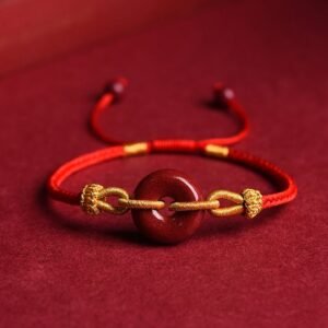 Gentle Warmth, Worn Daily. Handmade Cinnabar Peace Buckle Blessing Braided Rope Bracelet by AetherFate