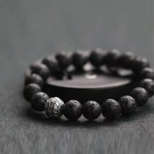 For When You Need Quiet Presence | Lava Rock Fish Scales Bead Bracelet