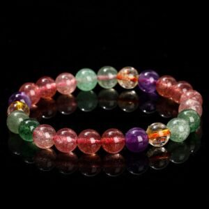 For When You Need Gentle Clarity | Multicolored Strawberry Quartz Love Beaded Bracelet