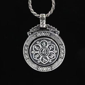 For When You Need Quiet Presence | Tibetan Om Mani Padme Hum Double Dorje Vajra Rotatable Purity Peace Necklace Pendant