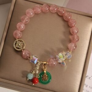 Soft Joy, Worn Daily. Strawberry Quartz Bracelet by AetherFate