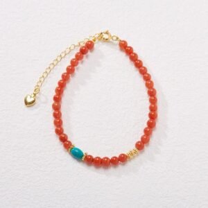 Gentle Focus, Worn Daily. Sterling Silver Plated Gold Red Agate Turquoise Confidence Bracelet Necklace Pendant Ring Set | Your Quiet Daily Anchor for Gentle Presence | AetherFate