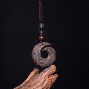 Smooth Ebony Wood Sandalwood Necklace Pendant | AetherFate