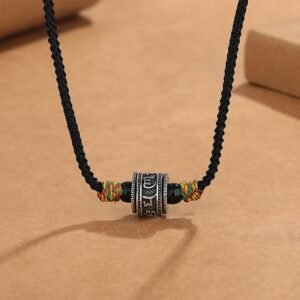 Quiet Connection, Worn Daily. Tibet Om Mani Padme Hum Swastika PiXiu Copper Wisdom Rope Necklace Pendant by AetherFate