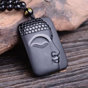 For When You Need Inner Stillness | Black Obsidian Buddha Prayer Purification Pendant Necklace