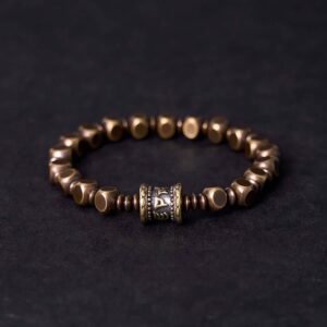 For When You Need Quiet Connection | Tibetan Om Mani Padme Hum Carved Copper Brass Amulet Focus Bracelet