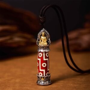 Tibetan Medicine Buddha Nine-Eye Dzi Bead Necklace Pendant | Your Quiet Daily Anchor for Quiet Presence | AetherFate