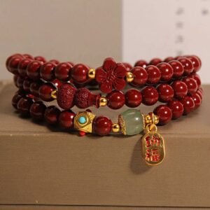 For When You Need Gentle Warmth | Cinnabar Fu Character Flower Gourd Triple Wrap Blessing Bracelet