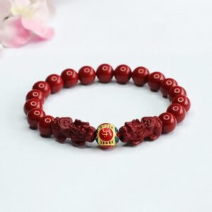 Gentle Warmth, Worn Daily. Cinnabar Double PIXIU Keep Away Bracelet by AetherFate