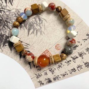 For When You Need Steady Presence | Red Agate Shoushan Stone White Turquoise Calm Blessing Bracelet