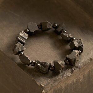 Quiet Presence, Worn Daily. Black Tourmaline Irregular Stone Positive Bracelet by AetherFate