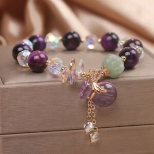 Quiet Wisdom, Worn Daily. Purple Tiger Eye White Crystal Amethyst Jade Bravery Bracelet by AetherFate