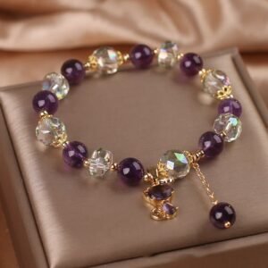 For When You Need Quiet Calm | Amethyst White Crystal Fox Meditation Bracelet | AetherFate