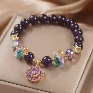 For When You Need Gentle Optimism | Amethyst Green Crystal Citrine White Crystal Awareness Bracelet | AetherFate