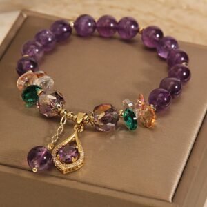 Gentle Optimism, Worn Daily. Amethyst Green Crystal Citrine White Crystal Awareness Bracelet | AetherFate