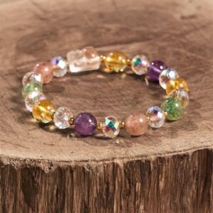 Soft Joy, Worn Daily. Strawberry Quartz & Clear Quartz Bracelet by AetherFate