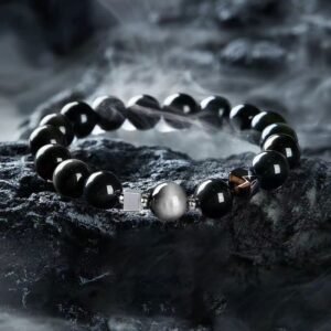 Black Obsidian Eagle's Eye Stone Gold Sheen Obsidian Tiger's Eye Strength Bracelet | Your Quiet Daily Anchor for Quiet Warmth | AetherFate