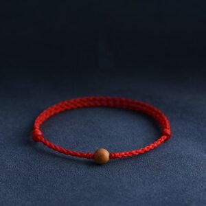 Quiet Grounding, Worn Daily. Peach Wood Bead Braided Bracelet by AetherFate