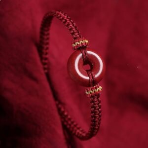 Handmade Cinnabar Round Peace Buckle Concentration Braided Bracelet | Your Quiet Daily Anchor for Gentle Warmth | AetherFate