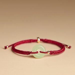 For When You Need Quiet Wisdom | Hetian Jade Peace Buckle Fu Character Braided Bracelet