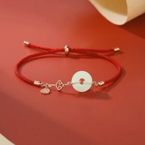 Hetian Jade Peace Buckle Sterling Silver Red String Fu Character Bracelet | Your Quiet Daily Anchor for Gentle Focus | AetherFate