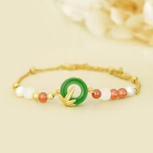 Sterling Silver Green Chalcedony Peace Buckle Bamboo Calm Bracelet | Your Quiet Daily Anchor for Gentle Focus | AetherFate