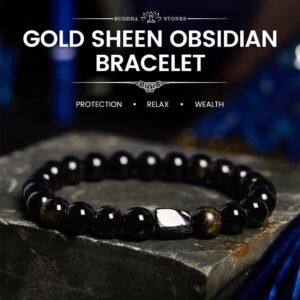 Gold Sheen Obsidian Black Tourmaline Bracelet | Your Quiet Daily Anchor for Quiet Warmth | AetherFate