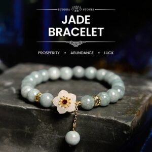 Quiet Wisdom, Worn Daily. Jade Abundance Flower Bracelet by AetherFate
