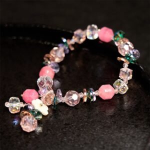 For When You Need Quiet Presence | Pink Crystal Green Crystal White Crystal Flower Warmth Bracelet | AetherFate