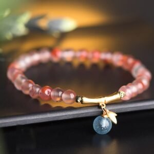 South Red Agate Aquamarine Pearl Hetian Jade Bamboo Flower Fortune Bracelet | Your Quiet Daily Anchor for Quiet Wisdom | AetherFate