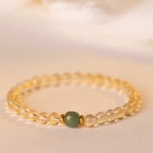 Quiet Wisdom, Worn Daily. Small Citrine Jade Beads Prosperity Bracelet by AetherFate