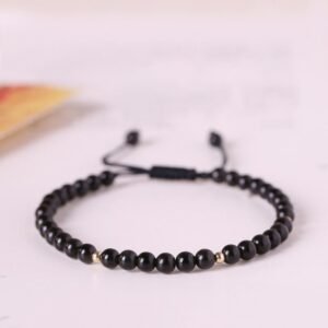For When You Need Inner Stillness | Small Black Obsidian Beads Fulfillment Rope Bracelet
