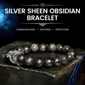 Gentle Focus, Worn Daily. Silver Sheen Obsidian Dragon Bracelet by AetherFate