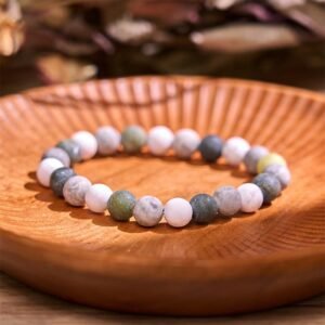 Gentle Serenity, Worn Daily. White Turquoise Picasso Jasper Green Calcite Blessing Bracelet by AetherFate