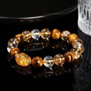 For When You Need Quiet Warmth | Yellow Tiger Eye Citrine Beeswax Pixiu Strength Bracelet