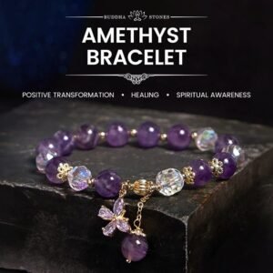 Amethyst Crystal Spiritual Butterfly Charm Bracelet | Your Quiet Daily Anchor for Quiet Calm | AetherFate