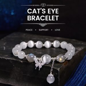 For When You Need Quiet Presence | Cat's Eye Moonstone Butterfly Star Charm Support Bracelet